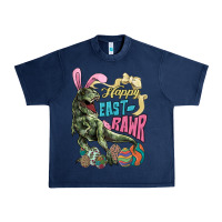 Navy Happy Easter Day T-rex Urban Heavy Tee - NancyCooperArtShop