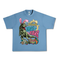 Pebble Blue Happy Easter Day T-rex Urban Heavy Tee - NancyCooperArtShop