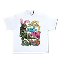 White Happy Easter Day T-rex Urban Heavy Tee - NancyCooperArtShop