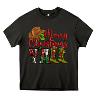 Asphalt Merry Christmas Y'all Cowboy Heavy Core Tee - MaliasSmallBusiness