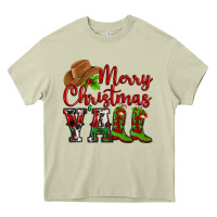 Mossy Merry Christmas Y'all Cowboy Heavy Core Tee - MaliasSmallBusiness