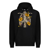 Black mardi gras chest sunflowers skeleton Premium Hoodie - FaDigitalArtStudio