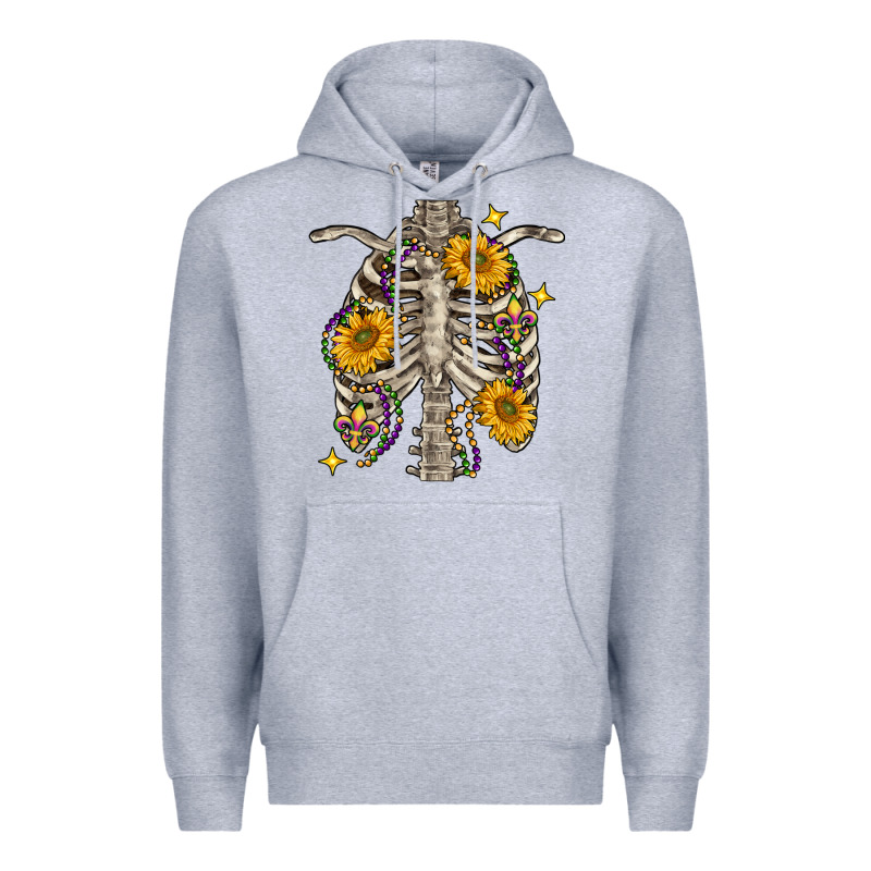Mardi Gras Chest Sunflowers Skeleton Premium Hoodie by FaDigitalArtStudio | Teevron