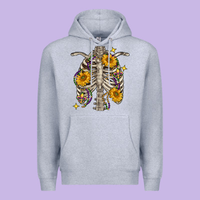 Mardi Gras Chest Sunflowers Skeleton Premium Hoodie Designed By Fadigitalartstudio