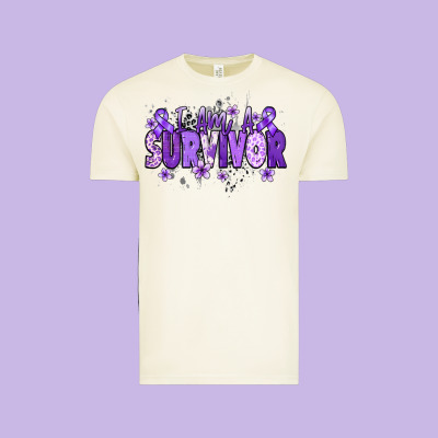 I Am A Survivor Purple Ribbon Vintage Tee Designed By Nancycooperartshop