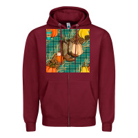 Burgundy fall boot seamless pattern Zipper Hoodie - BundleAndBundleShop