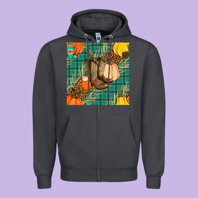Fall Boot Seamless Pattern Zipper Hoodie Designed By Bundleandbundleshop