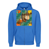 True Royal fall boot seamless pattern Zipper Hoodie - BundleAndBundleShop