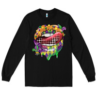 Black mardi gras lips Long Sleeve Tee - CowGirlArtShop