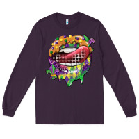 Plum mardi gras lips Long Sleeve Tee - CowGirlArtShop