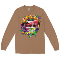 Toasted Coconut mardi gras lips Long Sleeve Tee - CowGirlArtShop