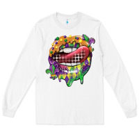 White mardi gras lips Long Sleeve Tee - CowGirlArtShop