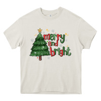 Cream Merry And Bright Heavy Core Tee - MaliasSmallBusiness
