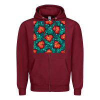 Burgundy fall leaves seamless pattern Zipper Hoodie - BundleAndBundleShop