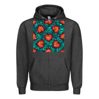Charcoal Heather fall leaves seamless pattern Zipper Hoodie - BundleAndBundleShop
