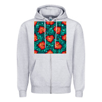 Heather Grey fall leaves seamless pattern Zipper Hoodie - BundleAndBundleShop