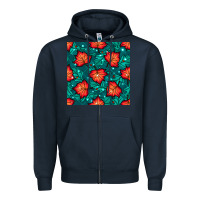 Navy fall leaves seamless pattern Zipper Hoodie - BundleAndBundleShop
