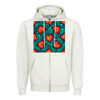 Oatmeal Heather fall leaves seamless pattern Zipper Hoodie - BundleAndBundleShop