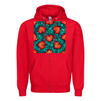 Red fall leaves seamless pattern Zipper Hoodie - BundleAndBundleShop
