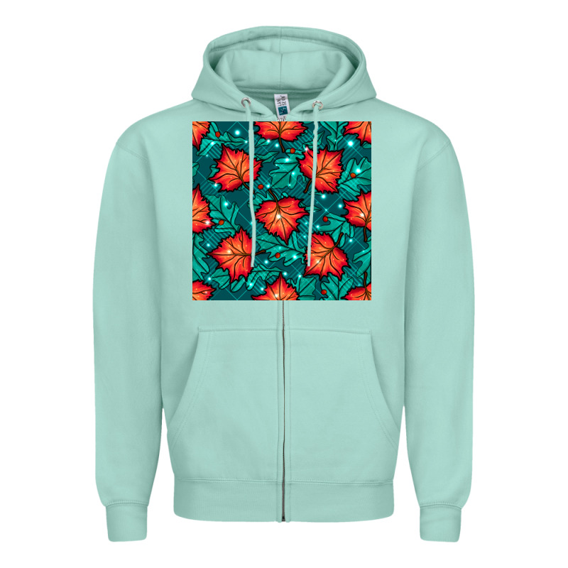 Fall Leaves Seamless Pattern Zipper Hoodie by BundleAndBundleShop | Teevron