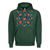 Sports Green fall leaves seamless pattern Zipper Hoodie - BundleAndBundleShop