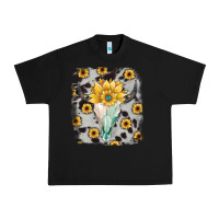 Black cowhide sunflower gemstone bull skull Urban Heavy Tee - JahusDesignShop
