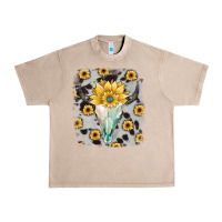 French Oak cowhide sunflower gemstone bull skull Urban Heavy Tee - JahusDesignShop