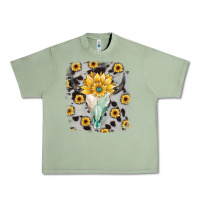 Oil Green cowhide sunflower gemstone bull skull Urban Heavy Tee - JahusDesignShop