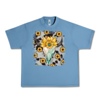Pebble Blue cowhide sunflower gemstone bull skull Urban Heavy Tee - JahusDesignShop