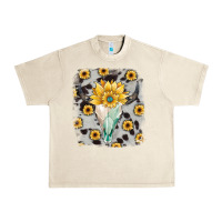 Sandshell cowhide sunflower gemstone bull skull Urban Heavy Tee - JahusDesignShop
