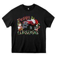 Black Merry Christmas Monster Truck Heavy Core Tee - MaliasSmallBusiness