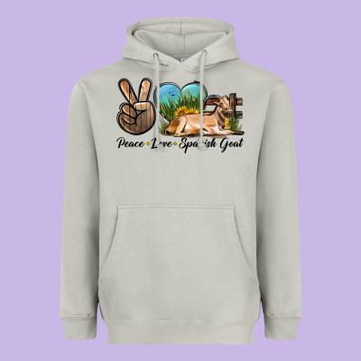 Peace Love Spanish Goat Heavyweight Hoodie Designed By Lillyallendesigns