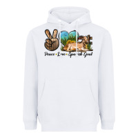 White Peace Love Spanish Goat Heavyweight Hoodie - LillyAllenDesigns