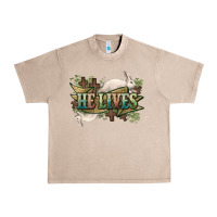 French Oak He lives Easter Urban Heavy Tee - NancyCooperArtShop