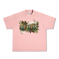 Salmon He lives Easter Urban Heavy Tee - NancyCooperArtShop