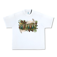 White He lives Easter Urban Heavy Tee - NancyCooperArtShop