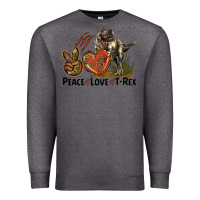 Charcoal Heather Peace Love T Rex Premium Sweatshirt - LillyAllenDesigns