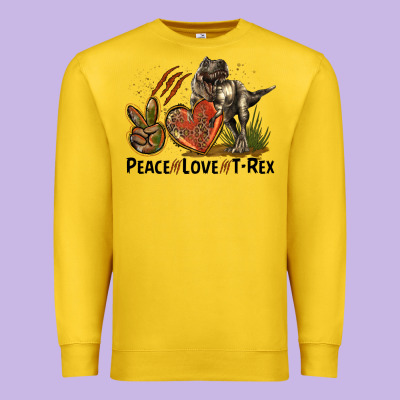 Peace Love T Rex Premium Sweatshirt Designed By Lillyallendesigns