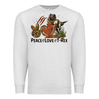 Oatmeal Heather Peace Love T Rex Premium Sweatshirt - LillyAllenDesigns