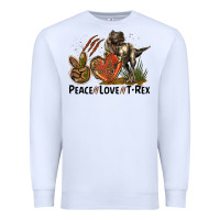 White Peace Love T Rex Premium Sweatshirt - LillyAllenDesigns