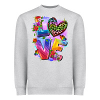Heather Grey Love pride Heavyweight Sweatshirt - FaDigitalArtStudio
