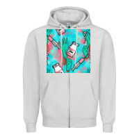 Dove Grey Nurse Gloves Seamless Pattern Zipper Hoodie - BundleAndBundleShop