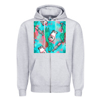 Heather Grey Nurse Gloves Seamless Pattern Zipper Hoodie - BundleAndBundleShop
