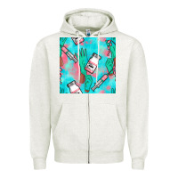 Oatmeal Heather Nurse Gloves Seamless Pattern Zipper Hoodie - BundleAndBundleShop