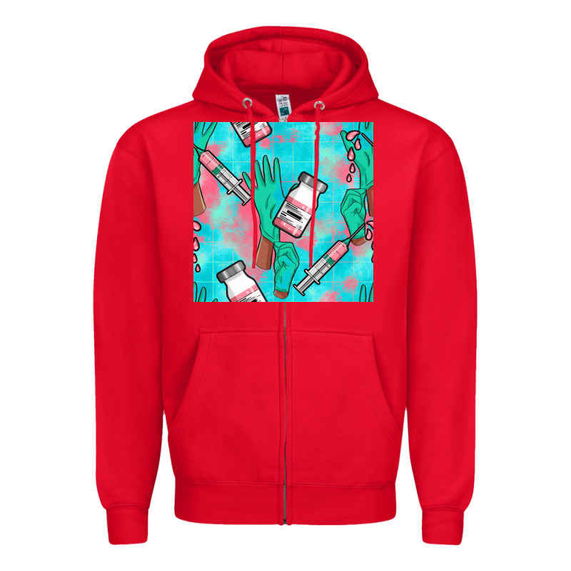 Nurse Gloves Seamless Pattern Zipper Hoodie by BundleAndBundleShop | Teevron