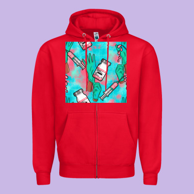 Nurse Gloves Seamless Pattern Zipper Hoodie Designed By Bundleandbundleshop