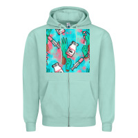 Seafoam Nurse Gloves Seamless Pattern Zipper Hoodie - BundleAndBundleShop