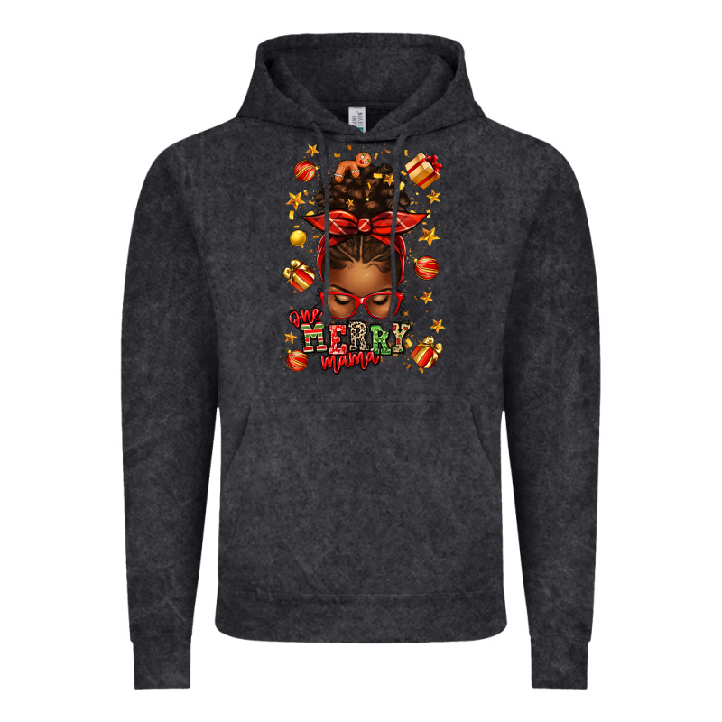 One Merry Mama Christmas Afro Messy Bun Vintage Hoodie by texasbilliewilder | Teevron