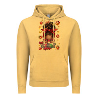 Vintage Mustard one merry mama christmas afro messy bun Vintage Hoodie - texasbilliewilder