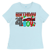 Baby Blue birthday boy 4 Ladies Tee - BundleAndBundleShop